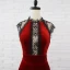Chic / Beautiful Burgundy Evening Dresses  2018 Empire Lace Flower Suede Scoop Neck Backless Sleeveless Floor-Length / Long Formal Dresses