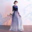 Fashion Sparkly Royal Blue Evening Dresses  2020 A-Line / Princess Scoop Neck Suede Lace Star Sequins 1/2 Sleeves Floor-Length / Long Formal Dresses