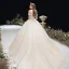Charming Champagne Wedding Dresses 2020 Ball Gown Off-The-Shoulder Beading Lace Flower Sleeveless Backless Chapel Train