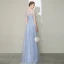 High-end Silver Handmade  Evening Dresses  2020 A-Line / Princess Scoop Neck Beading Rhinestone Sequins Short Sleeve Floor-Length / Long Formal Dresses