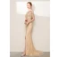 Luxe Scintillantes Champagne Robe De Soirée 2020 Trompette / Sirène Titulaire Fait main Perlage Paillettes Faux Diamant Sans Manches Fendue devant Train De Balayage Robe De Ceremonie