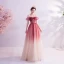 Charmant Bordeaux Dégradé De Couleur Glitter Robe De Bal 2020 Princesse De l'épaule Cristal Paillettes Manches Courtes Dos Nu Longue Robe De Ceremonie