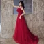 Chic / Beautiful Burgundy Evening Dresses  2020 A-Line / Princess Spaghetti Straps Beading Crystal Sleeveless Backless Floor-Length / Long Formal Dresses