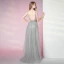 Charmant Gris Robe De Soirée 2020 Trompette / Sirène Col v profond Perlage Cristal Faux Diamant Paillettes Sans Manches Dos Nu Longue Robe De Ceremonie
