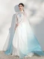 Chinese style Ivory Silk Cheongsam / Qipao Evening Dresses  2021 A-Line / Princess shawl High Neck Lace Flower Sleeveless Floor-Length / Long Formal Dresses