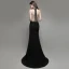 Sexy Couleur Unie Noire Robe De Soirée 2020 Trompette / Sirène Titulaire Perlage Sans Manches Dos Nu Train De Balayage Robe De Ceremonie