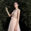Elegant Gold Evening Dresses  2020 A-Line / Princess Scoop Neck Beading Rhinestone Sleeveless Floor-Length / Long Formal Dresses