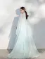Chinese style Mint Green Printing Cheongsam / Qipao Evening Dresses  Chiffon 2021 A-Line / Princess High Neck Beading Short Sleeve Floor-Length / Long Evening Party Formal Dresses