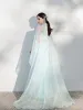 Style Chinois Vert Citron Impression Cheongsam Robe De Soirée Chiffon 2021 Princesse Col Haut Perlage Manches Courtes Longue Soirée Robe De Ceremonie