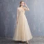 Schlicht Champagner Brautjungfernkleider 2018 A Linie Schleife One-Shoulder Rückenfreies Ärmellos Lange Kleider Für Hochzeit