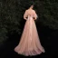 Chic / Belle Nues Robe De Bal 2020 Princesse Titulaire Perlage Paillettes En Dentelle Fleur Manches Courtes Dos Nu Train De Balayage Robe De Ceremonie