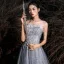 Charmant Gris Robe De Bal 2020 Princesse Bustier Gland En Dentelle Fleur Paillettes Sans Manches Dos Nu Longue Robe De Ceremonie