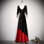Chic / Beautiful Two Tone Evening Dresses  2020 A-Line / Princess Suede Square Neckline 1/2 Sleeves Backless Floor-Length / Long Formal Dresses