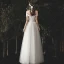 Charmant Ivoire Robe De Mariée 2020 Princesse Volants De l'épaule En Dentelle Fleur Sans Manches Dos Nu Longue