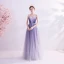 Charming Purple Evening Dresses  2020 A-Line / Princess Spaghetti Straps Beading Rhinestone Appliques Lace Flower Sleeveless Backless Floor-Length / Long Formal Dresses