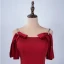 Simple Bordeaux Robe De Soirée 2020 Trompette / Sirène Faux Diamant Bretelles Spaghetti Sans Manches Dos Nu Train De Balayage Robe De Ceremonie