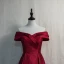 Elegant Burgundy Evening Dresses  2020 A-Line / Princess Off-The-Shoulder Short Sleeve Backless Floor-Length / Long Formal Dresses