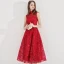 Abordable Ivoire de retour Robe De Graduation 2020 Princesse Col Haut Étoile En Dentelle Sans Manches Thé Longueur Robe De Ceremonie
