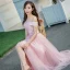 Chic / Beautiful Candy Pink Prom Dresses 2018 A-Line / Princess Appliques Pearl Off-The-Shoulder Backless Sleeveless Floor-Length / Long Formal Dresses