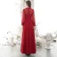 Modest / Simple Burgundy Evening Dresses  2020 A-Line / Princess Deep V-Neck Spotted Long Sleeve Floor-Length / Long Formal Dresses