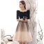 Fashion Black Gradient-Color Homecoming Graduation Dresses 2021 A-Line / Princess Square Neckline Star Sequins Short Sleeve Knee-Length Formal Dresses
