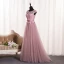 Chic / Beautiful Blushing Pink Prom Dresses 2018 A-Line / Princess Appliques Bow Pearl Scoop Neck Backless Sleeveless Floor-Length / Long Formal Dresses