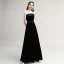 Modest / Simple Black Evening Dresses  2020 A-Line / Princess Suede Strapless Sleeveless Backless Floor-Length / Long Formal Dresses