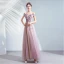 Chic / Beautiful Purple Prom Dresses 2020 A-Line / Princess Off-The-Shoulder Beading Crystal Appliques Lace Flower Sleeveless Backless Floor-Length / Long Formal Dresses