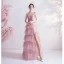 Chic / Belle Nues Robe De Soirée 2020 Princesse Bretelles Spaghetti Noeud Sans Manches Dos Nu Volants en Cascade Fendue devant Longue Robe De Ceremonie