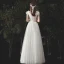 Simple Ivoire Tachetée Robe De Mariée 2020 Princesse Encolure Carrée Mancherons Dos Nu Longue
