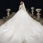 Classy Ivory Wedding Dresses 2020 Ball Gown High Neck Beading Sequins Lace Flower 3/4 Sleeve Backless Chapel Train