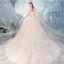 Scintillantes Champagne Paillettes Robe De Mariée 2020 Robe Boule V-Cou Perlage 1/2 Manches Dos Nu Cathedral Train