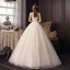 Fashion Champagne Corset Wedding Dresses 2020 Ball Gown Strapless Glitter Tulle Lace Flower Sleeveless Backless Floor-Length / Long