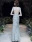 Scintillantes Argenté Paillettes Robe De Soirée 2020 Trompette / Sirène Col v profond Sans Manches Dos Nu Longue Robe De Ceremonie