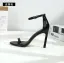 Enkla Svarta Casual Sandaler Dam 2020 Ankelband 10 cm Stilettklackar Peep Toe Högklackade