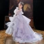 Fashion Lavender Sequins Cascading Ruffles Birthday Flower Girl Dresses 2022 Ball Gown Scoop Neck Puffy Long Sleeve Floor-Length / Long Flower Girl Dresses