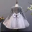 Sparkly Grey Sequins Birthday Flower Girl Dresses 2022 Ball Gown Scoop Neck Long Sleeve Bow Floor-Length / Long Flower Girl Dresses