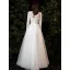 Chic / Beautiful White Lace Flower Prom Dresses 2022 A-Line / Princess Scoop Neck Long Sleeve Backless Floor-Length / Long Formal Dresses