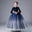 Elegant Navy Blue Star Sequins Flower Girl Dresses 2022 Ball Gown Scoop Neck Long Sleeve Floor-Length / Long Flower Girl Dresses