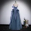 Chic / Beautiful Ocean Blue Cascading Ruffles Prom Dresses 2022 A-Line / Princess Strapless Sleeveless Backless Floor-Length / Long Formal Dresses