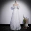 Chic / Beautiful White Sequins Lace Flower Prom Dresses 2022 A-Line / Princess Off-The-Shoulder Short Sleeve Backless Floor-Length / Long Formal Dresses