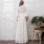Chic / Beautiful Ivory Lace Flower Prom Dresses 2022 A-Line / Princess High Neck Bell sleeves Floor-Length / Long Formal Dresses