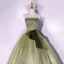 Elegant Sage Green Prom Dresses 2022 Ball Gown Strapless Sleeveless Backless Bow Floor-Length / Long Formal Dresses