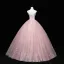 Elegante Pink Ballkleider 2022 Bandeau Perlenstickerei Perle Pailletten Ärmellos Rückenfreies Lange Festliche Kleider