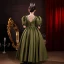Modest / Simple Clover Green Satin Birthday Flower Girl Dresses 2022 Ball Gown V-Neck Puffy Short Sleeve Backless Floor-Length / Long Flower Girl Dresses