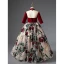 Elegant Burgundy Birthday Flower Girl Dresses 2022 Ball Gown High Neck Beading Tassel Lace Flower 1/2 Sleeves Backless Floor-Length / Long Flower Girl Dresses
