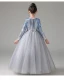 Sparkly Sky Blue Gradient-Color Sequins Birthday Flower Girl Dresses 2022 Ball Gown Scoop Neck Long Sleeve Floor-Length / Long Flower Girl Dresses