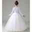 Chic / Beautiful Ivory Sequins Birthday Flower Girl Dresses 2022 Ball Gown V-Neck Long Sleeve Floor-Length / Long Flower Girl Dresses