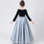 Vintage / Retro Navy Blue Suede Satin Birthday Flower Girl Dresses 2022 A-Line / Princess Scoop Neck Long Sleeve Floor-Length / Long Flower Girl Dresses