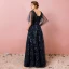 Bling Bling Bleu Marine Robe De Soirée 2018 Tulle Dos Nu Impression Printemps Soirée Robe De Ceremonie